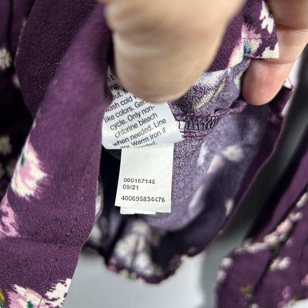 NWT Sonoma Blouse Women's XL Plum Purple Floral Smocked Neck Boho Peasant Office - Picture 6 of 7
